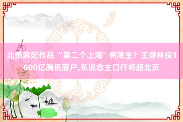 北条麻妃作品 “第二个上海”将降生？王健林投1600亿腾讯落户，东说念主口行将超北京