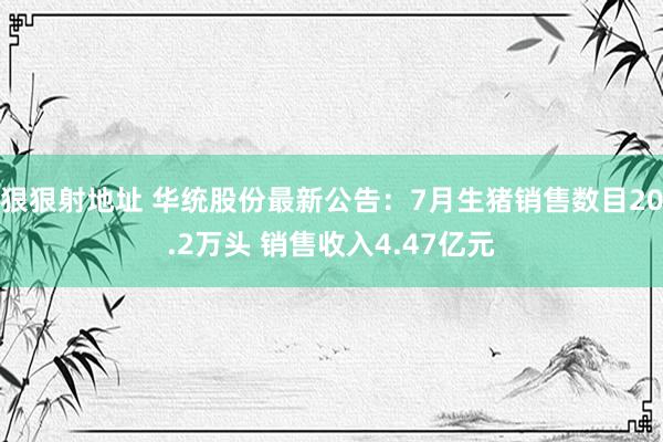 狠狠射地址 华统股份最新公告：7月生猪销售数目20.2万头 销售收入4.47亿元