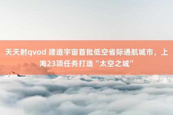 天天射qvod 建造宇宙首批低空省际通航城市，上海23项任务打造“太空之城”