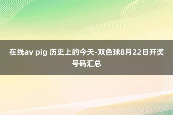 在线av pig 历史上的今天-双色球8月22日开奖号码汇总