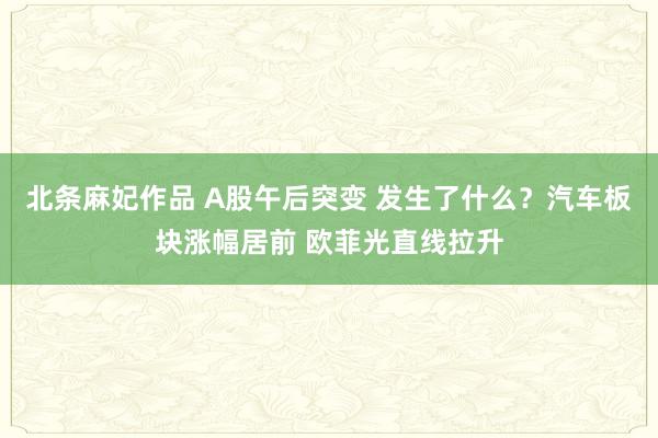 北条麻妃作品 A股午后突变 发生了什么？汽车板块涨幅居前 欧菲光直线拉升