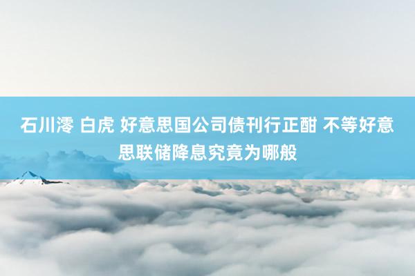 石川澪 白虎 好意思国公司债刊行正酣 不等好意思联储降息究竟为哪般