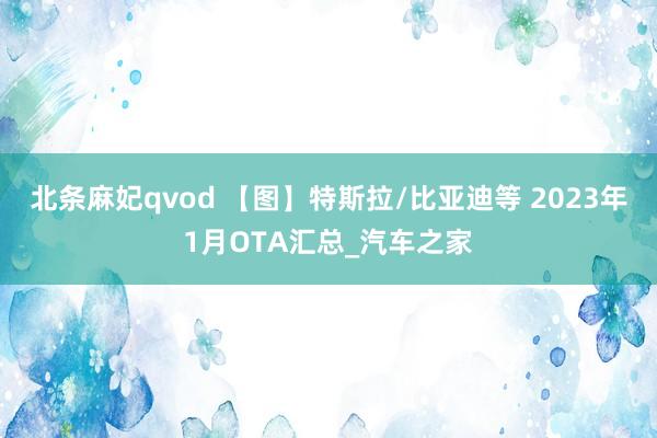 北条麻妃qvod 【图】特斯拉/比亚迪等 2023年1月OTA汇总_汽车之家