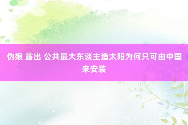 伪娘 露出 公共最大东谈主造太阳为何只可由中国来安装