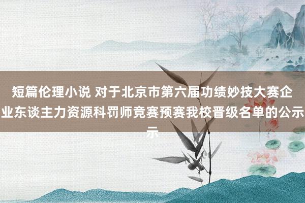 短篇伦理小说 对于北京市第六届功绩妙技大赛企业东谈主力资源科罚师竞赛预赛我校晋级名单的公示