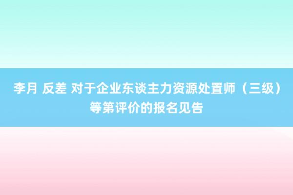 李月 反差 对于企业东谈主力资源处置师（三级）等第评价的报名见告