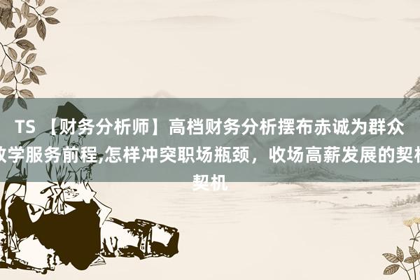 TS 【财务分析师】高档财务分析摆布赤诚为群众教学服务前程，怎样冲突职场瓶颈，收场高薪发展的契机